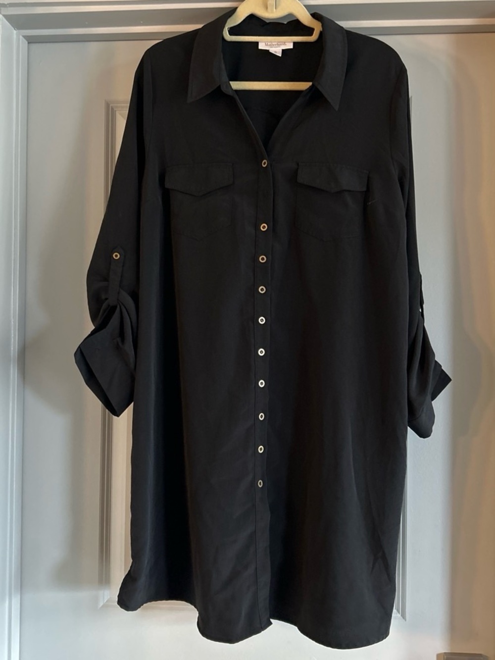 Motherhood Black Button-Front Maternity Tunic